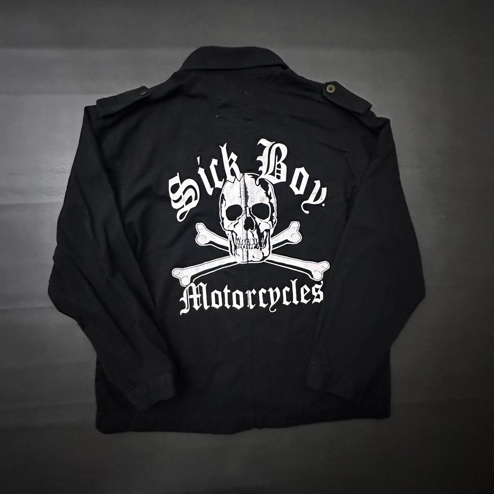 Sick Boy Motorcycles Heavy Shirt Mens 2XL Black Military Biker Style Skull Bones